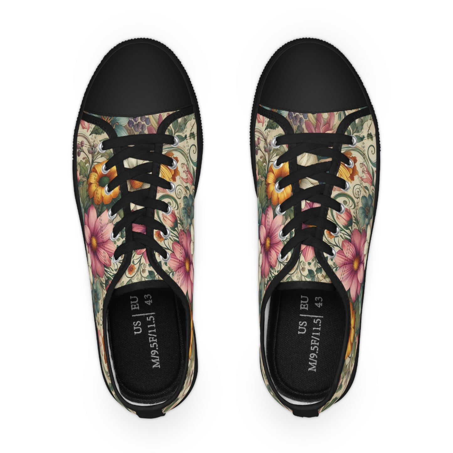 Men's Floral Vintage Low-Top Sneakers