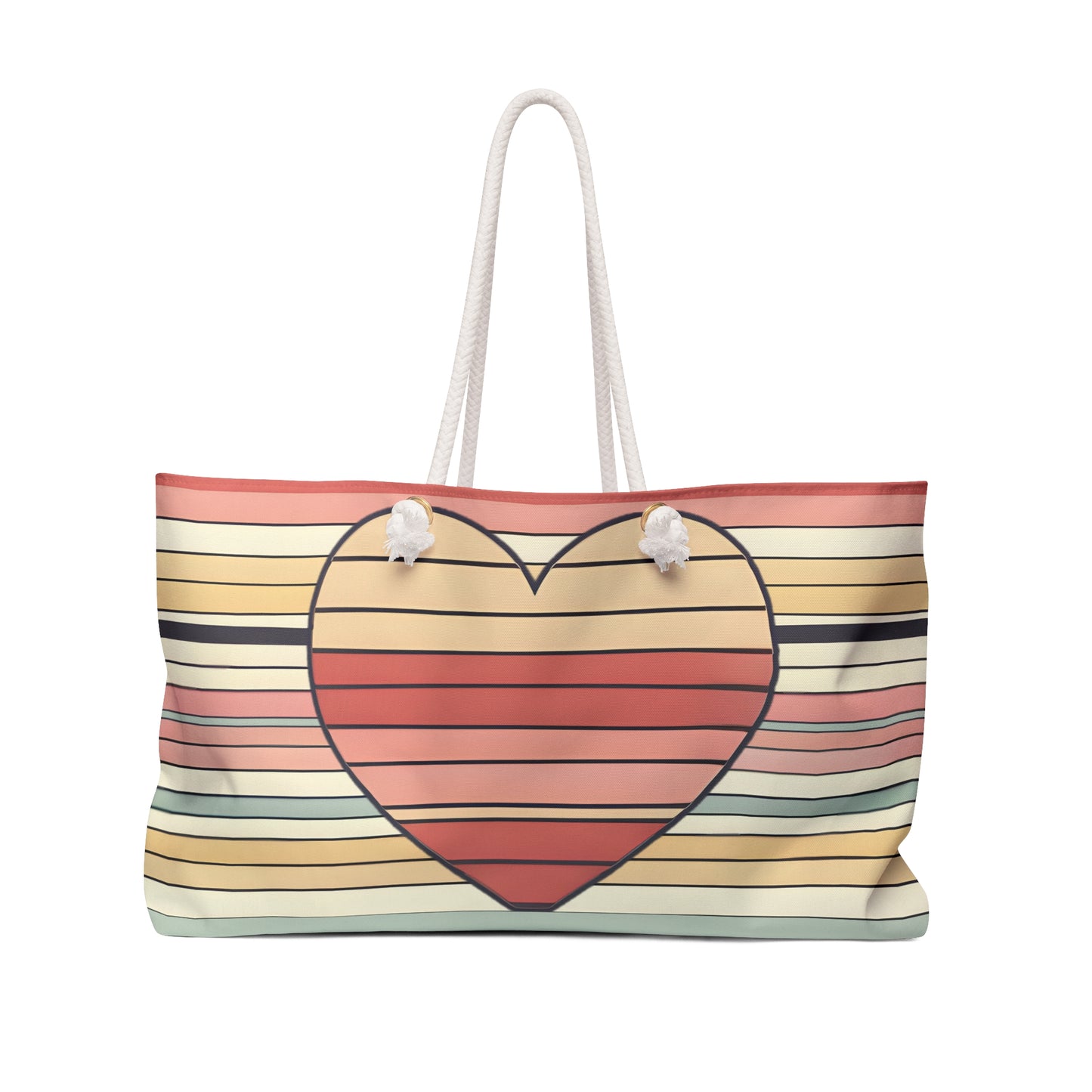 Valentine's Day Retro Heart Stripe Tote Bag