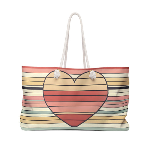 Valentine's Day Retro Heart Stripe Tote Bag