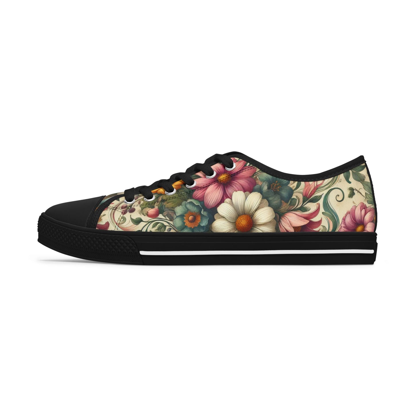 Women's Floral Vintage Canvas Low-Top Sneakers