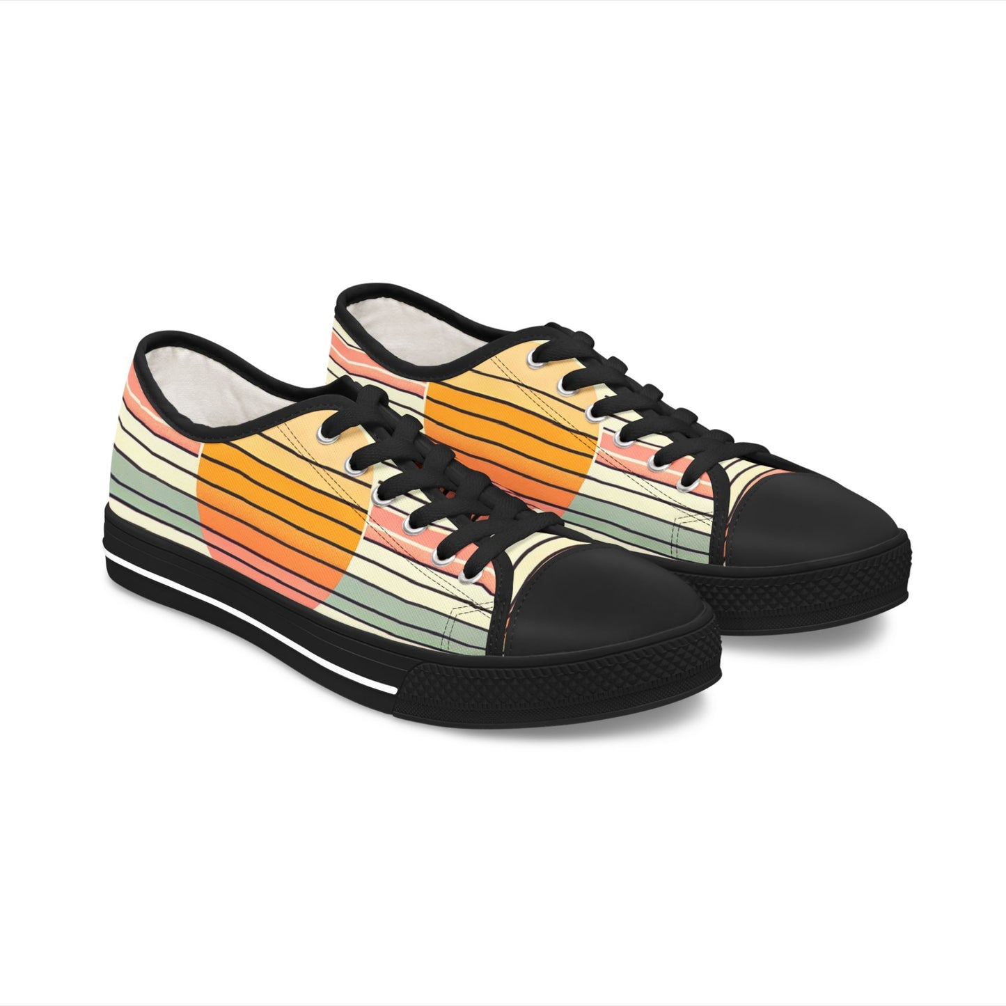 Women's Retro Sunset Striped  Low Top Sneakers